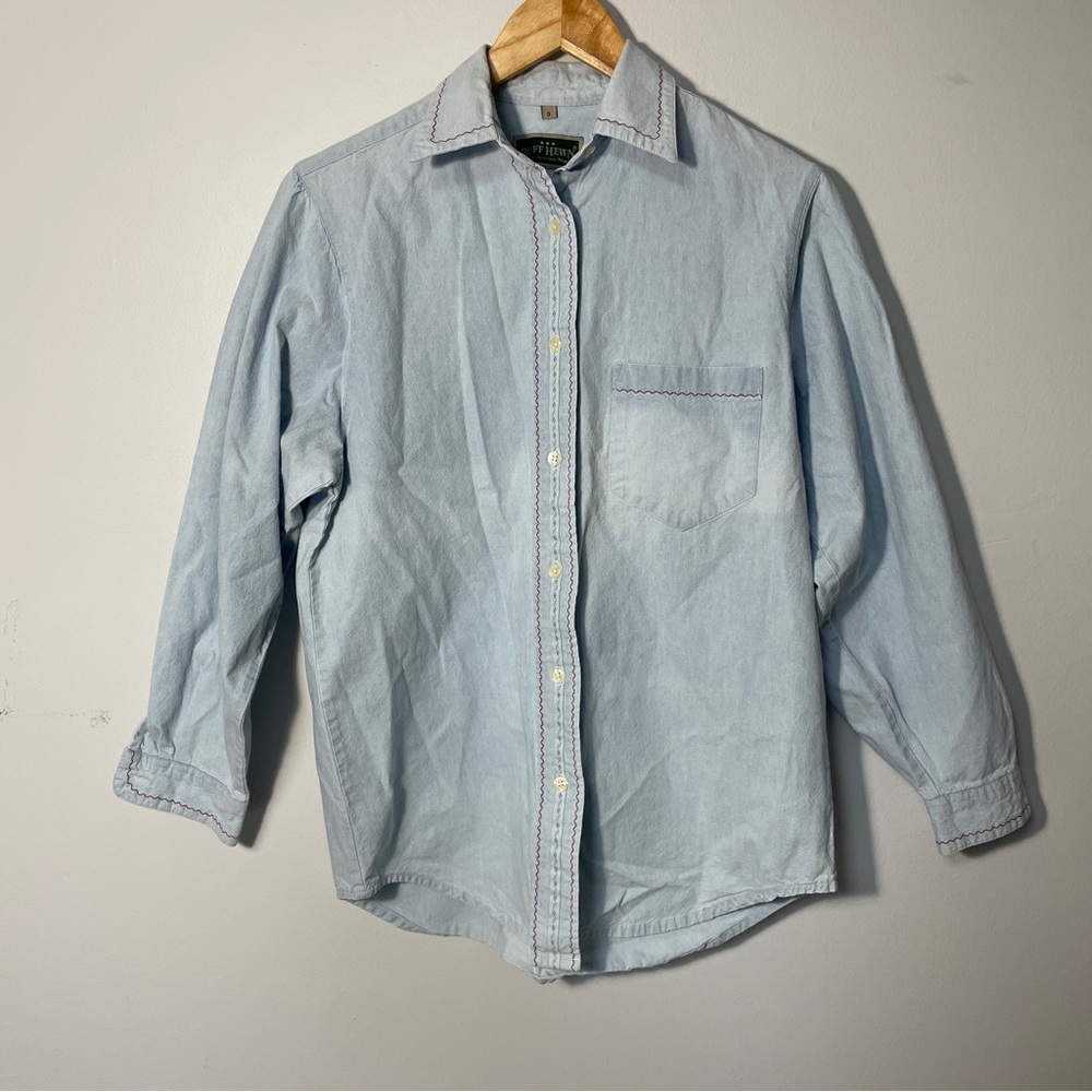 Ruff Hewn Embroidered Long Sleeve Denim Button Up women’s‎ size small